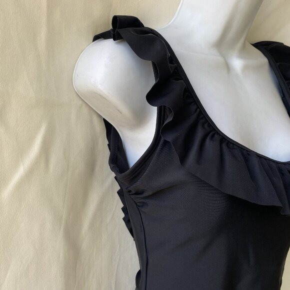 Dixperfect Ruffle One Piece Swimsuit Women Small Black Backless Tummy Control - Picture 16 of 16